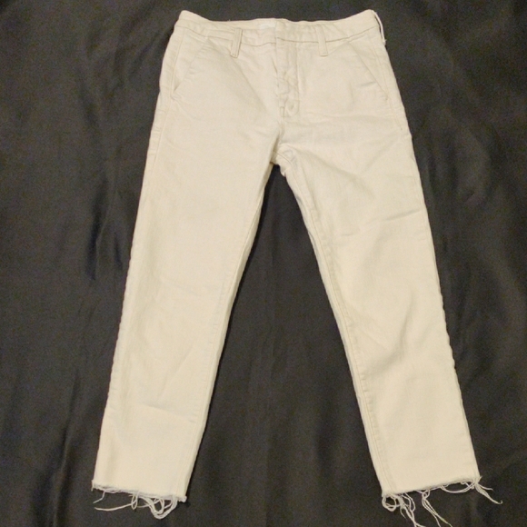 MOTHER. Women's White Frayed Hem Pants - Picture 1 of 16
